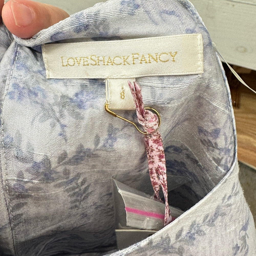 NWT Loveshackfancy Bow Pearla Blue Haze Mini Dress Size 8 - Picture 12 of 16